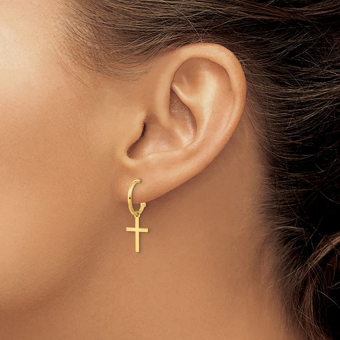 Shop Stylish 14K Gold Polished Cross Drop Earrings - Luxury & Affordable Elegance-3