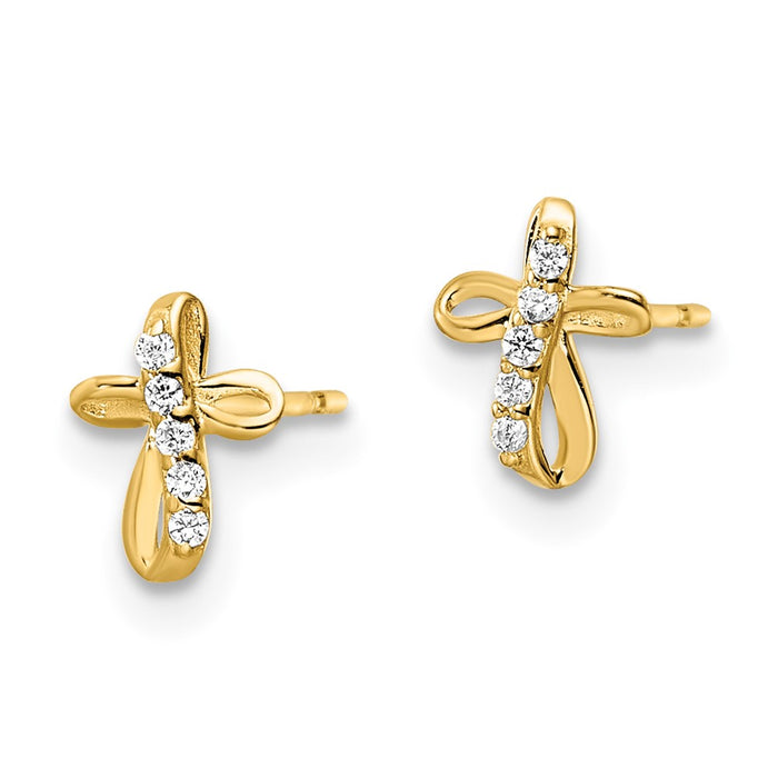 Shop Stylish 14K Gold Cubic Zirconia Cross Stud Earrings - Luxury Design-2
