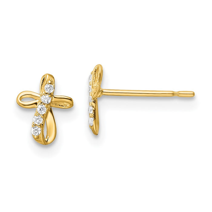 Shop Stylish 14K Gold Cubic Zirconia Cross Stud Earrings - Luxury Design-1