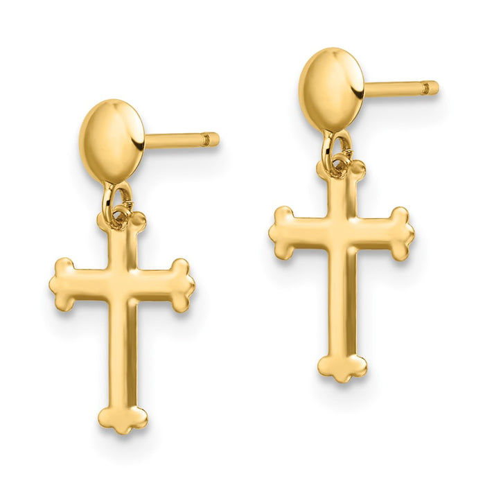 Buy Stylish 14K Gold Polished Cross Dangle Earrings - Affordable Luxury!-2