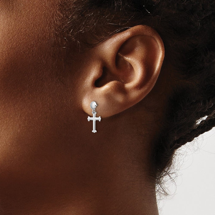 Shop Stylish 14K White Gold Cross Dangle Earrings - Affordable Luxury!-3