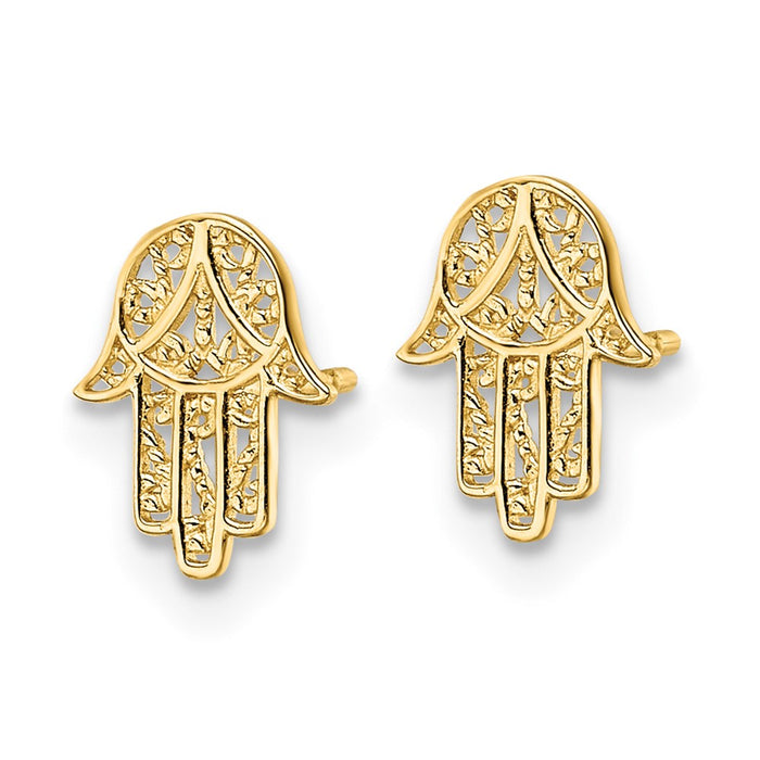 Shop Stylish 14K Gold Hamsa Stud Earrings - Affordable Luxury for You!-2