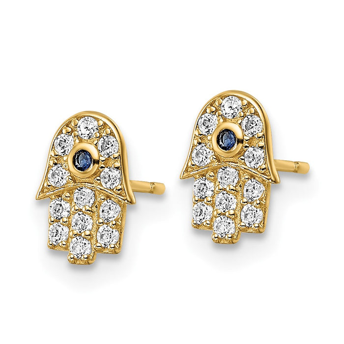 Buy 14K Gold Plated Hamsa Earrings | Stylish CZ & Blue Glass, Affordable Luxury-2
