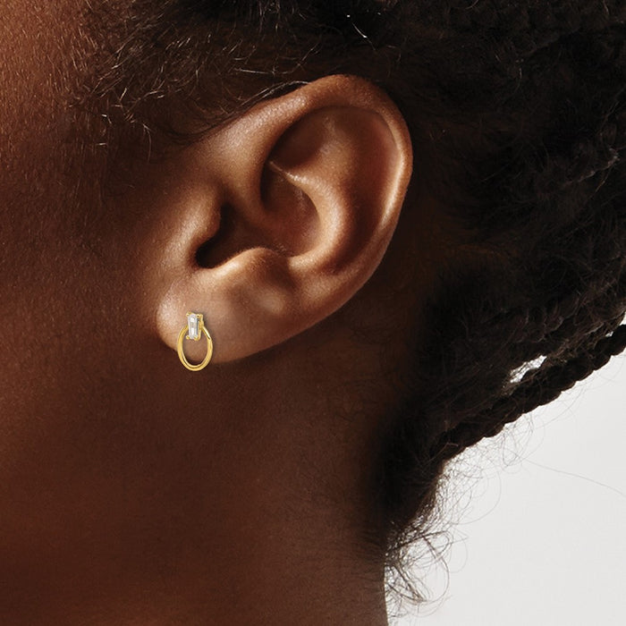 Buy Designer 14K Gold Polished Oval CZ Stud Earrings - Stylish and Affordable!-3