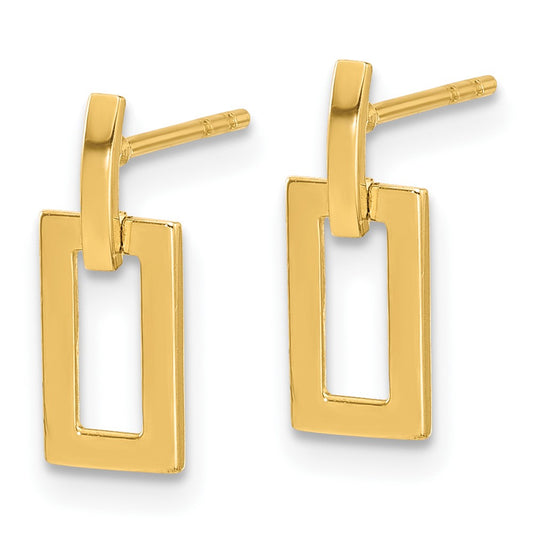 Buy 14K Gold Polished Rectangle Drop Earrings - Stylish & Affordable Luxury!