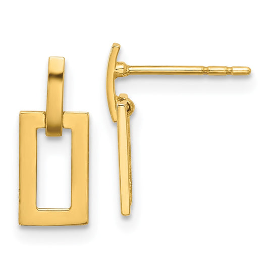 Buy 14K Gold Polished Rectangle Drop Earrings - Stylish & Affordable Luxury!