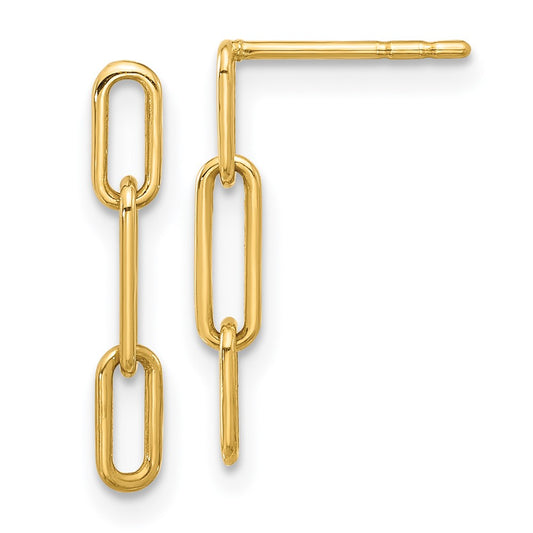 Exclusive 14K Gold Polished Open Link Dangle Earrings | Stylish Luxury Value