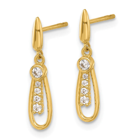 High-Quality 14K Gold Polished Teardrop CZ Drop Earrings - Stylish Value