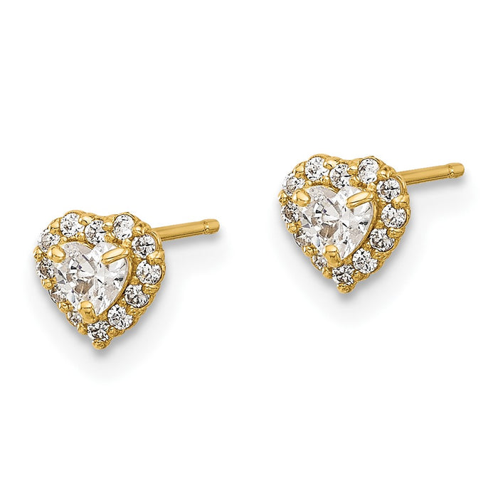 Exclusive 14K Gold Plated Heart-Shaped CZ Stud Earrings - Stylish Value-2