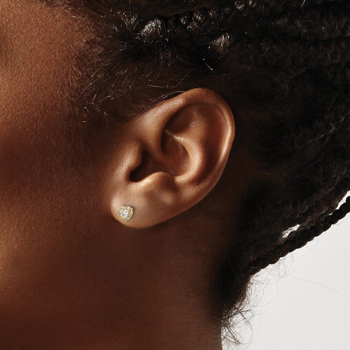 Exclusive 14K Gold Plated Heart-Shaped CZ Stud Earrings - Stylish Value-3