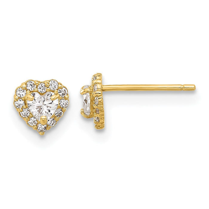 Exclusive 14K Gold Plated Heart-Shaped CZ Stud Earrings - Stylish Value-1