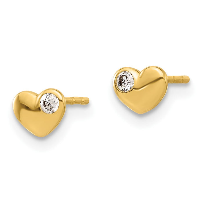 Buy Stylish 14K Gold Heart-Shaped CZ Stud Earrings - Affordable Luxury!-2