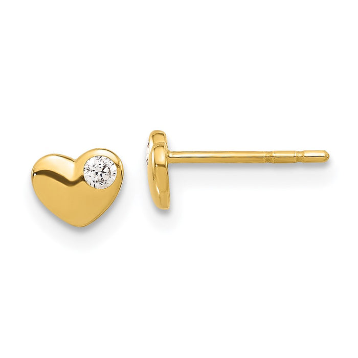 Buy Stylish 14K Gold Heart-Shaped CZ Stud Earrings - Affordable Luxury!-1