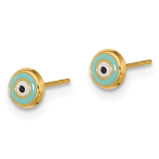 Shop Luxury 14K Gold Evil Eye Enamel Stud Earrings - Stylish & Affordable!