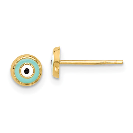 Shop Luxury 14K Gold Evil Eye Enamel Stud Earrings - Stylish & Affordable!