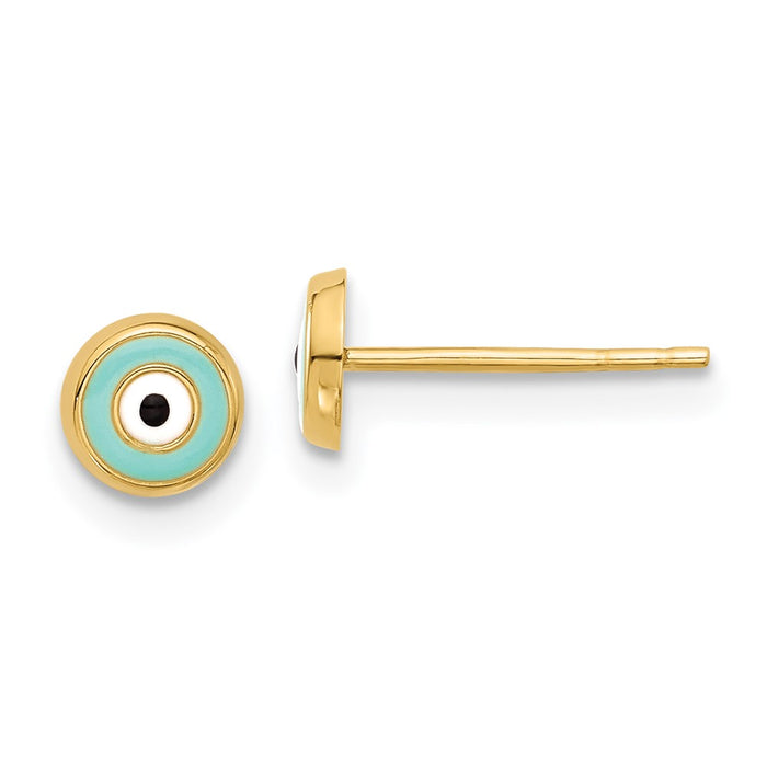Shop Luxury 14K Gold Evil Eye Enamel Stud Earrings - Stylish & Affordable!-1