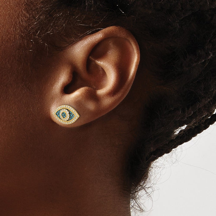 Buy Stylish 14K Black Rhodium-Plated Evil Eye Earrings - 0.85mm, CZs-3