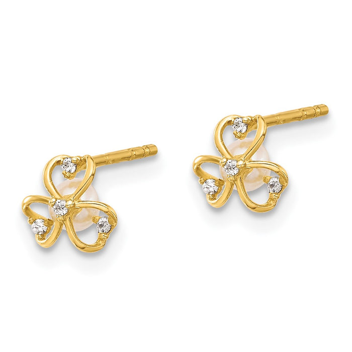 Buy Exclusive 14K Gold Pearl Stud Earrings, 6mm CZ, Stylish & Affordable-2