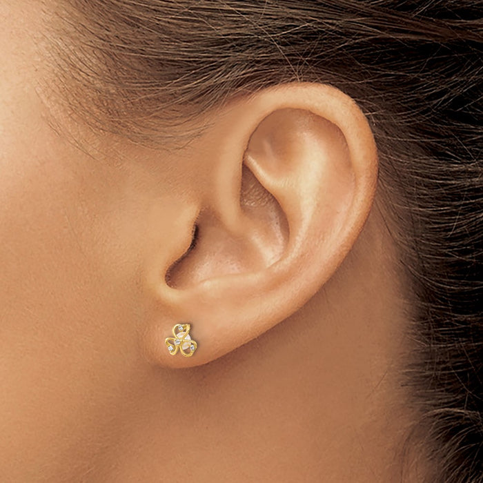 Buy Exclusive 14K Gold Pearl Stud Earrings, 6mm CZ, Stylish & Affordable-3