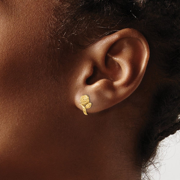 High-Quality 14K Rose Gold Polished Stud Earrings - Stylish & Affordable!-3