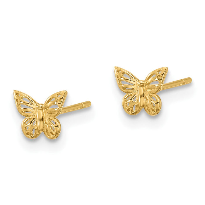 Buy Exclusive 14K Gold Polished Butterfly Stud Earrings - Stylish Value, 0.85mm-2