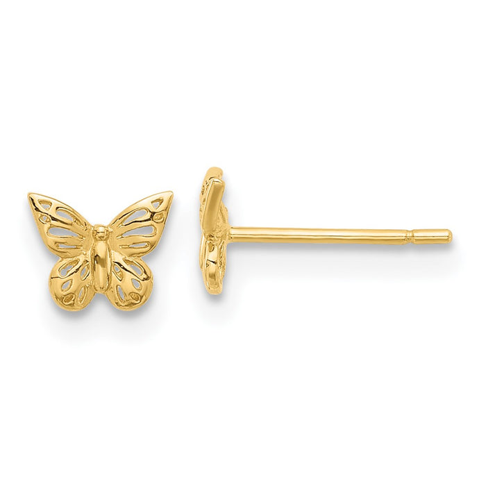 Buy Exclusive 14K Gold Polished Butterfly Stud Earrings - Stylish Value, 0.85mm-1
