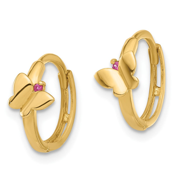 Buy Stylish 14K Rose Gold Butterfly Hinged Hoop Earrings with Pink CZ - Affordable!-2