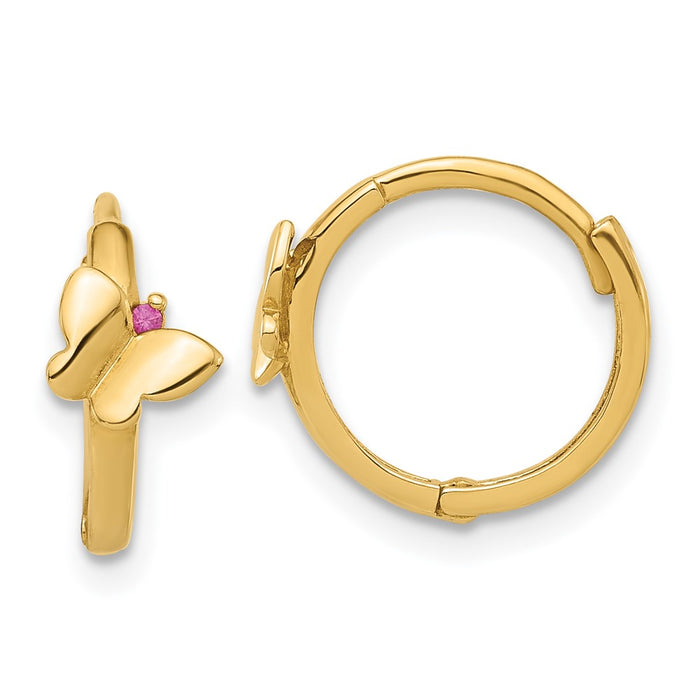 Buy Stylish 14K Rose Gold Butterfly Hinged Hoop Earrings with Pink CZ - Affordable!-1