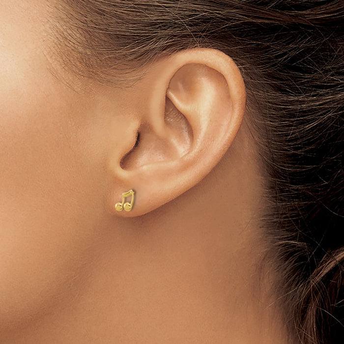 Exclusive 14K Gold Music Note Stud Earrings - Stylish & Lightweight Design-3