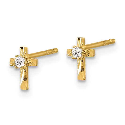 High-Quality 14K Gold Cross Post Earrings with Cubic Zirconia | Stylish Value