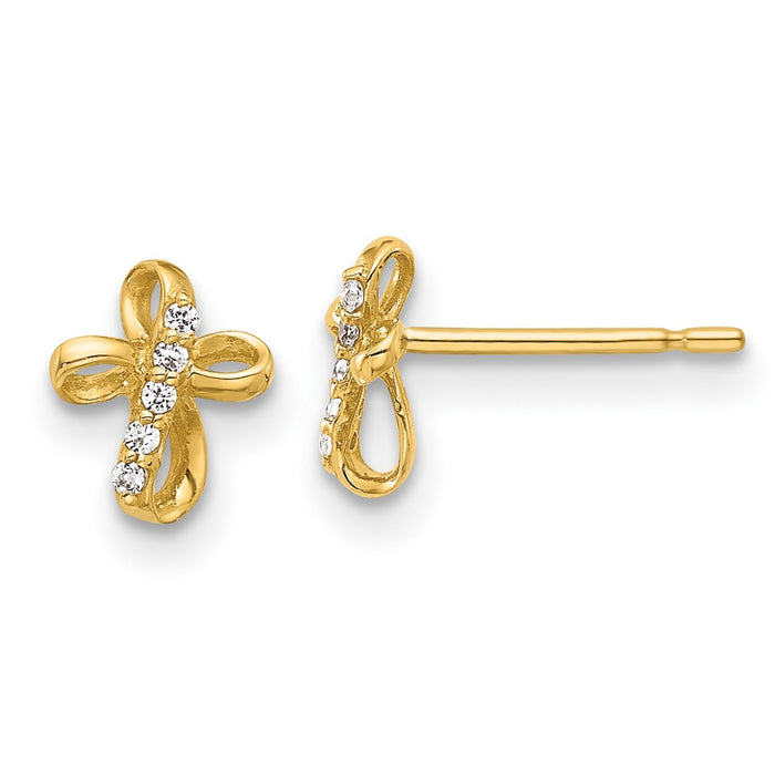 Shop Exclusive 14K Gold Cubic Zirconia Cross Stud Earrings - Stylish Value!-1