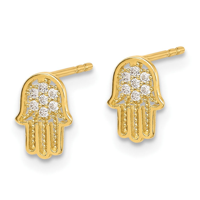High-Quality 14K Gold Hamsa Earrings with CZ Accents | Stylish Value Offer-2