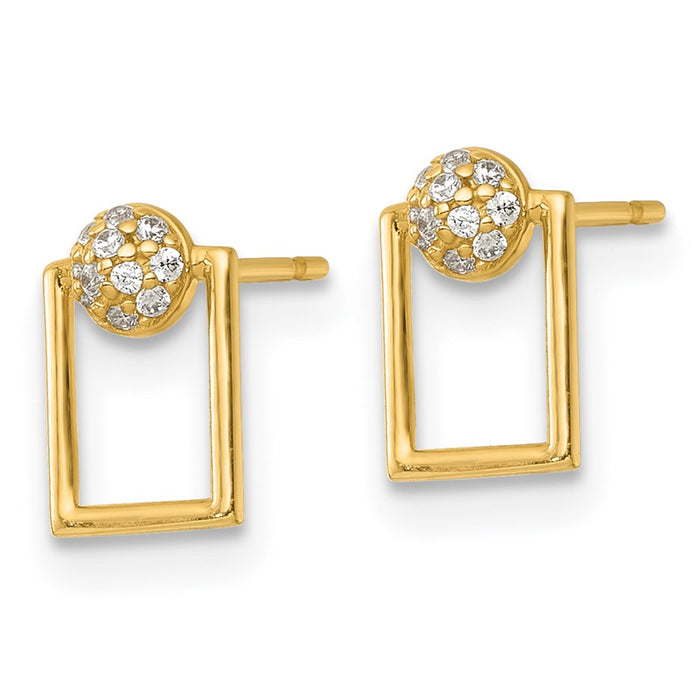 High-quality 14K Gold Open Rectangle Stud Earrings with Cubic Zirconia - Stylish Value-2