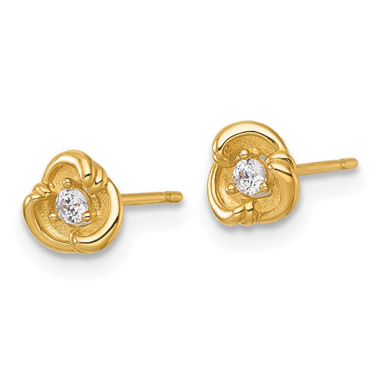 Buy Stylish 14K Gold CZ Stud Earrings - Polished & Satin Finish, 0.85mm