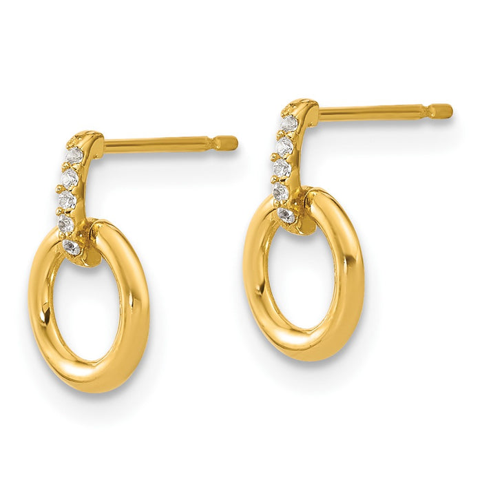 Shop Stylish 14K Gold Polished CZ Circle Drop Earrings - Exclusive Value!-2