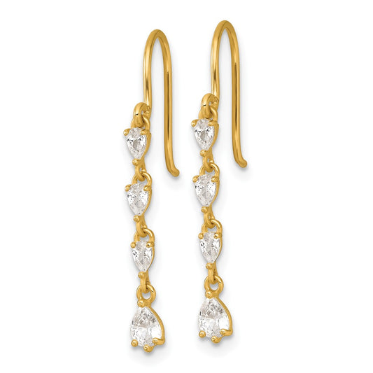 Buy Exclusive 14K Gold Polished Fancy Pear-Shaped CZ Dangle Earrings - Stylish & Affordable!