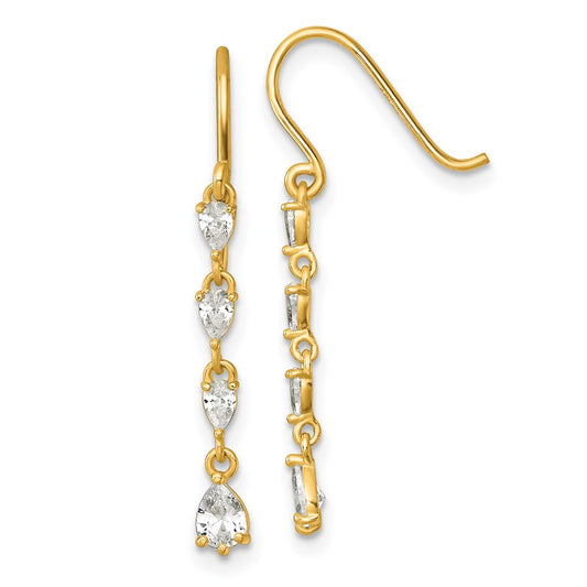 Buy Exclusive 14K Gold Polished Fancy Pear-Shaped CZ Dangle Earrings - Stylish & Affordable!