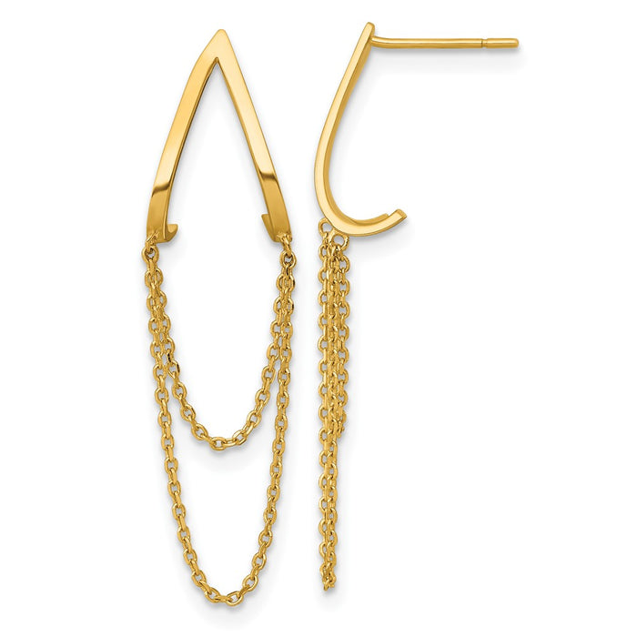 Buy Stylish 14K Gold Polished V-Shaped Dangle Earrings - Luxury Value Design-1