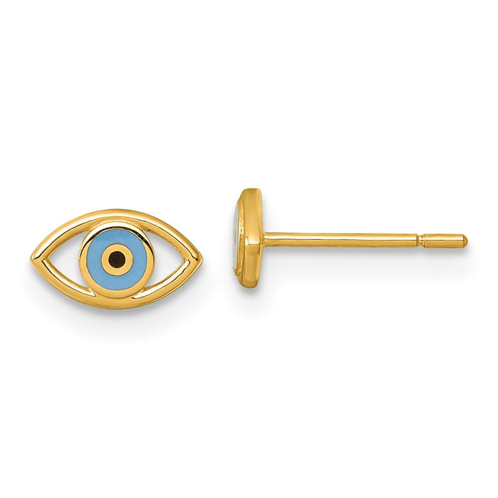 Exclusive 14K Gold Polished Evil Eye Earrings - Stylish Design with Blue & Black Enamel-1