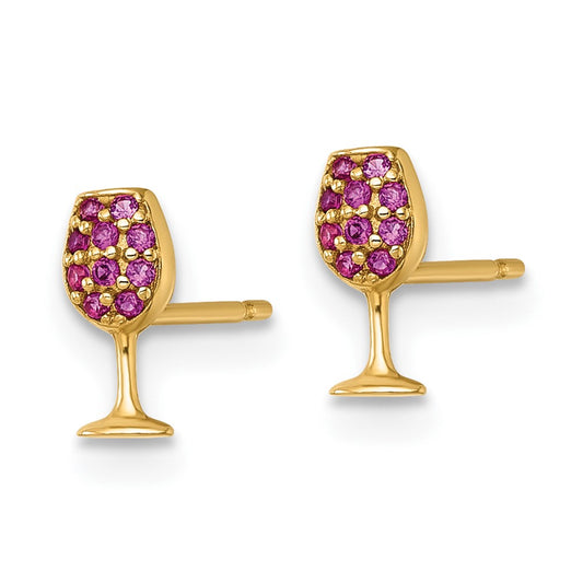 Shop Stylish 14K Gold Polished Lab-Created Ruby Wine Glass Post Earrings