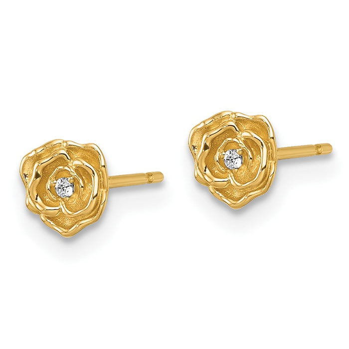 Buy Stylish 14K Gold Polished Rose CZ Stud Earrings - Affordable Luxury Design-2