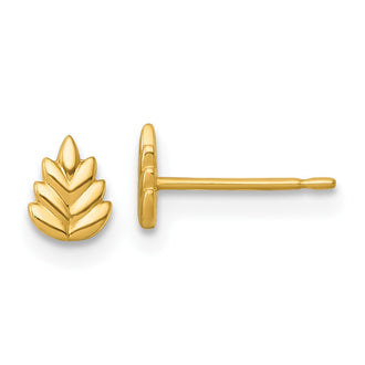 Exclusive 14K Gold Polished Leaf Stud Earrings - Stylish Design, Affordable Price