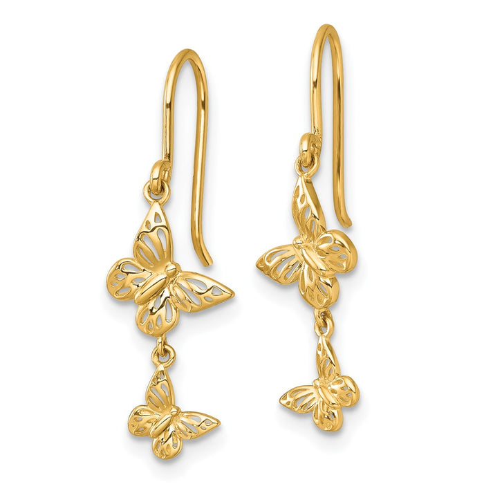 Buy Stylish 14K Gold Double Butterfly Dangle Earrings - High-Quality Design-2