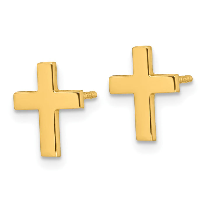 Shop Stylish 14K Gold Polished Latin Cross Stud Earrings - Affordable Elegance!-2