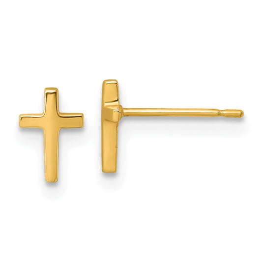 Buy 14K Gold Polished Knife Edge Latin Cross Stud Earrings - Stylish Value