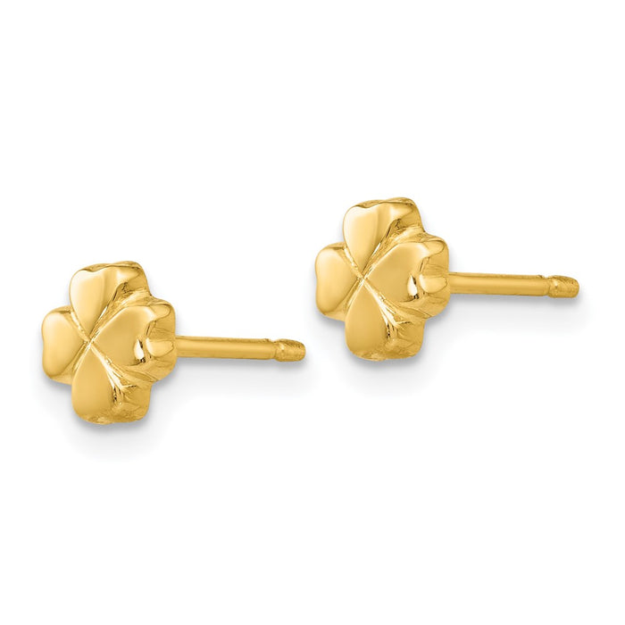 Shop Stylish 14K Gold Polished Four-Leaf Clover Stud Earrings - 0.85mm-2
