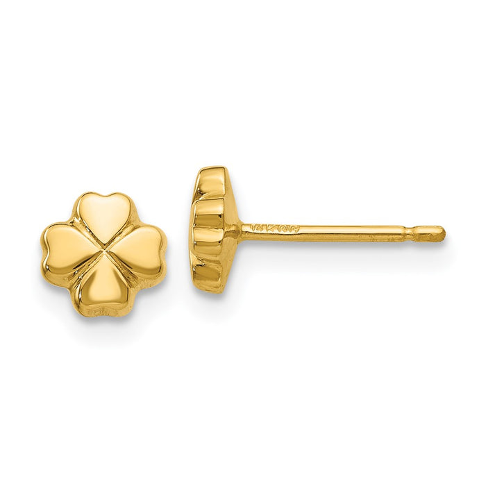 Shop Stylish 14K Gold Polished Four-Leaf Clover Stud Earrings - 0.85mm-1