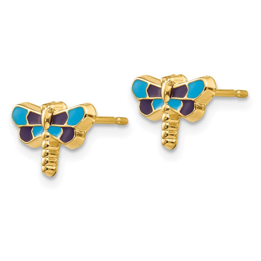 Buy Stylish 14K Gold Enamel Dragonfly Earrings - Luxury Jewelry for Less!