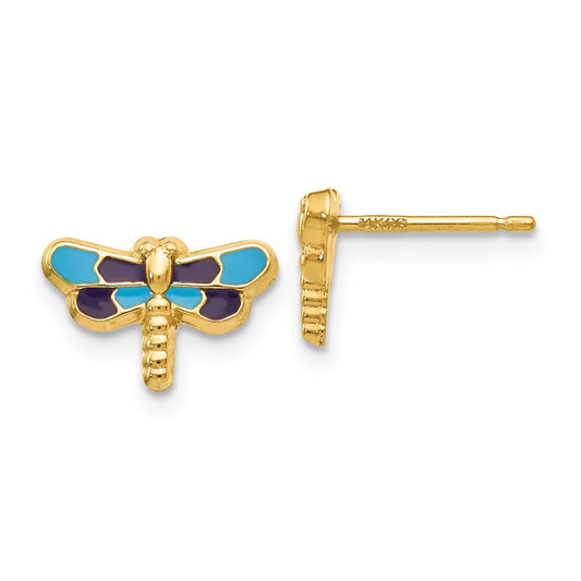 Buy Stylish 14K Gold Enamel Dragonfly Earrings - Luxury Jewelry for Less!