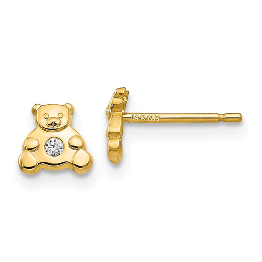 Shop Exclusive 14K Gold Bear Earrings with CZ Accents - Stylish & Affordable!